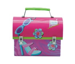 lunch metal box with handle and clasp