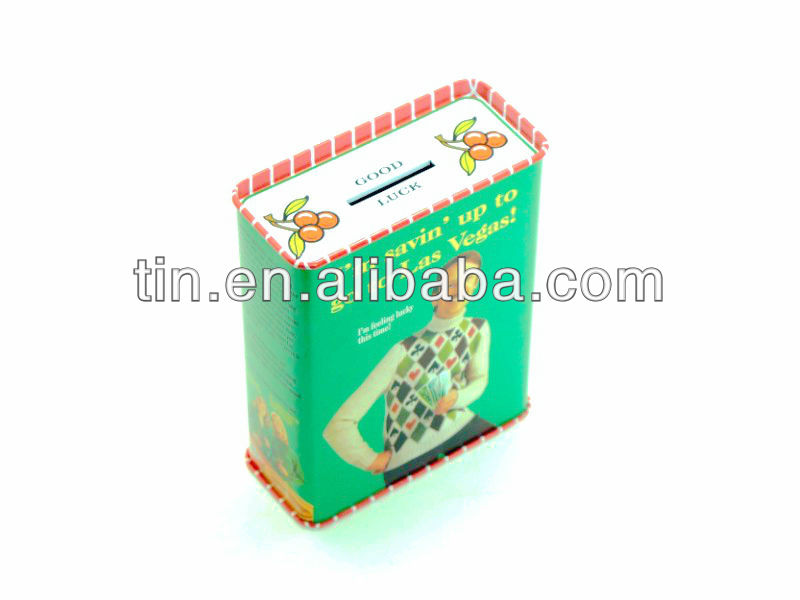 Wholesale house shaped tinplate money box for kids