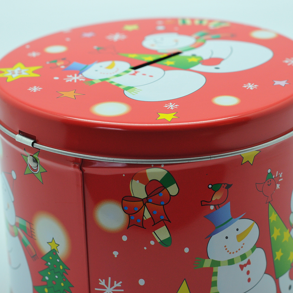 Promotional christmas gift metal custom round tin money box