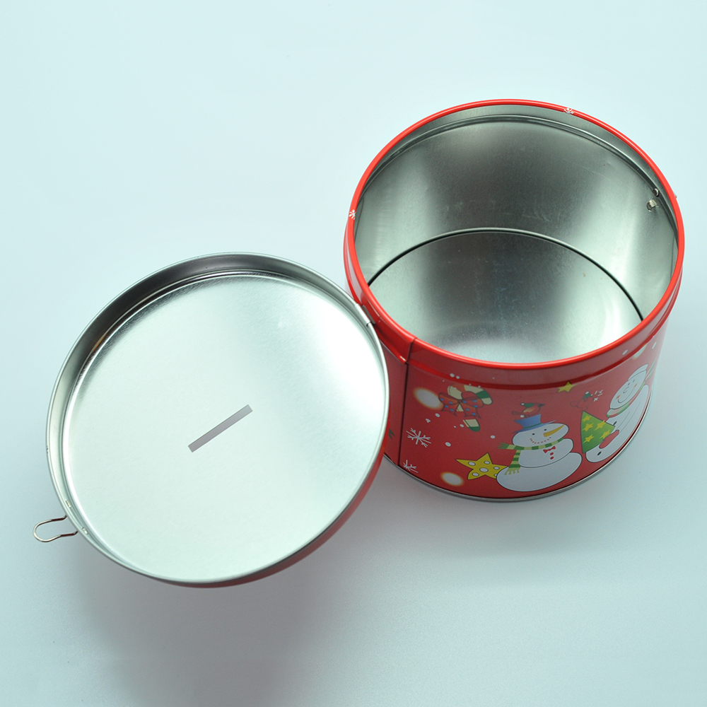 Promotional christmas gift metal custom round tin money box