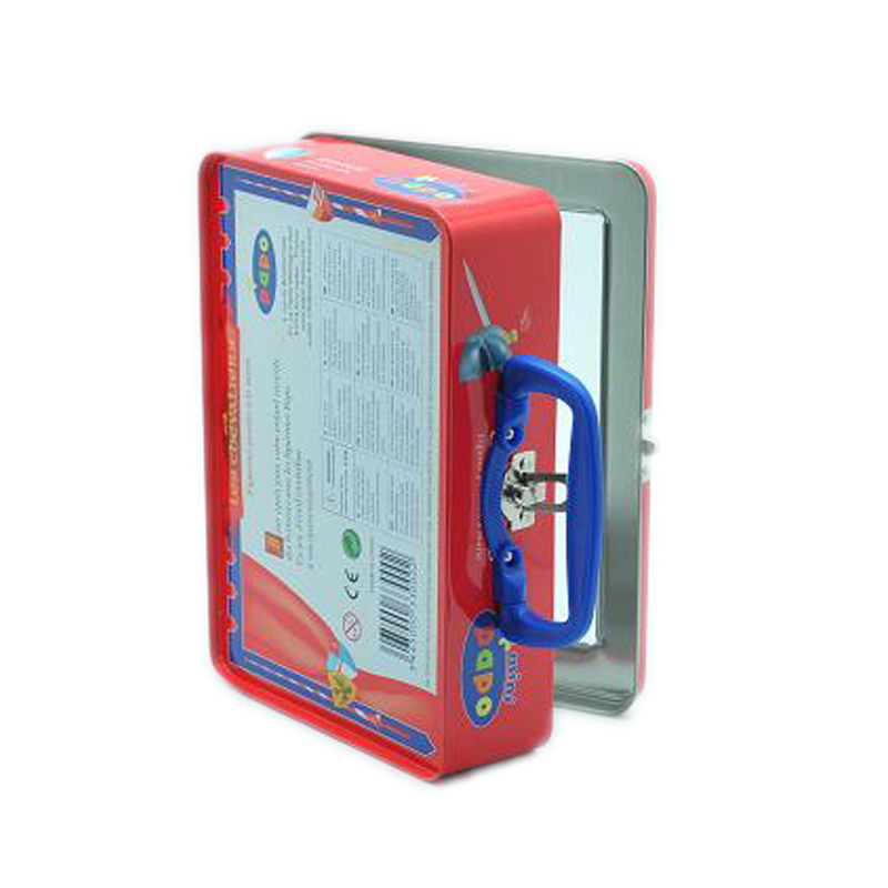 Display handle meal portable tin box with clear pvc window