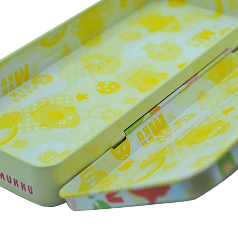 Simple printing metal stationery tin box writing case for kids