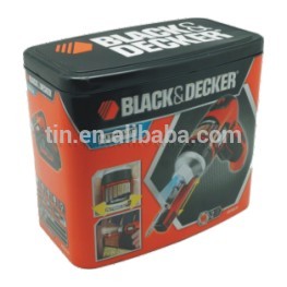 rectangle gift tin box with hinge lid for cookies candy
