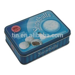 rectangle gift tin box with hinge lid for cookies candy