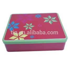 rectangle gift tin box with hinge lid for cookies candy