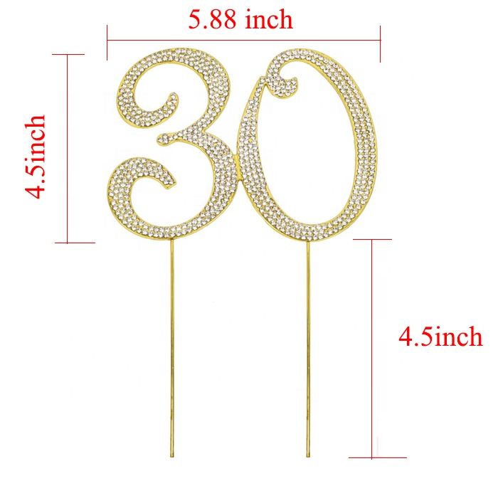 number 30 rhinestone cake topper gold size.jpg