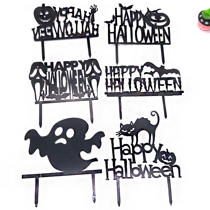 happy halowen black acrylic cake topper.jpg