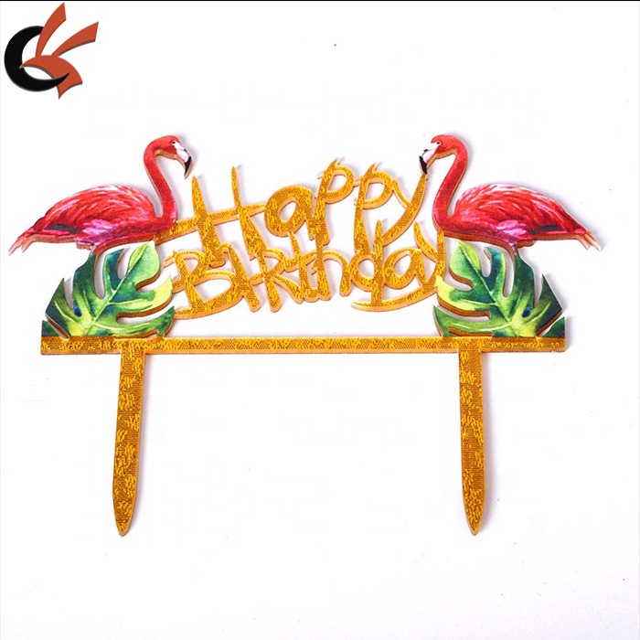 Flamingo fabric gold acrylic cake topper.jpg
