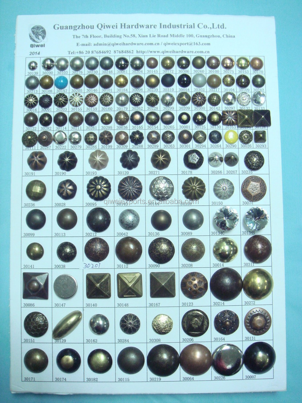 Qiwei sofa nail sample board