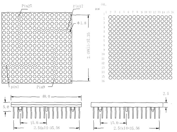 16x16 RGB LED Matrix Internal Circuit Diagram