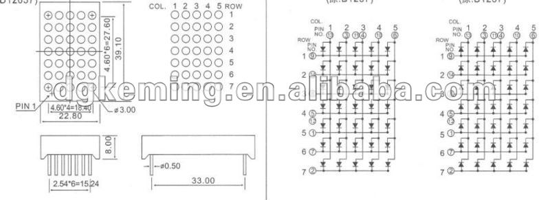 kem-12057-bsr common anode super red 5x7 3 mm led dot matrix sign from ...