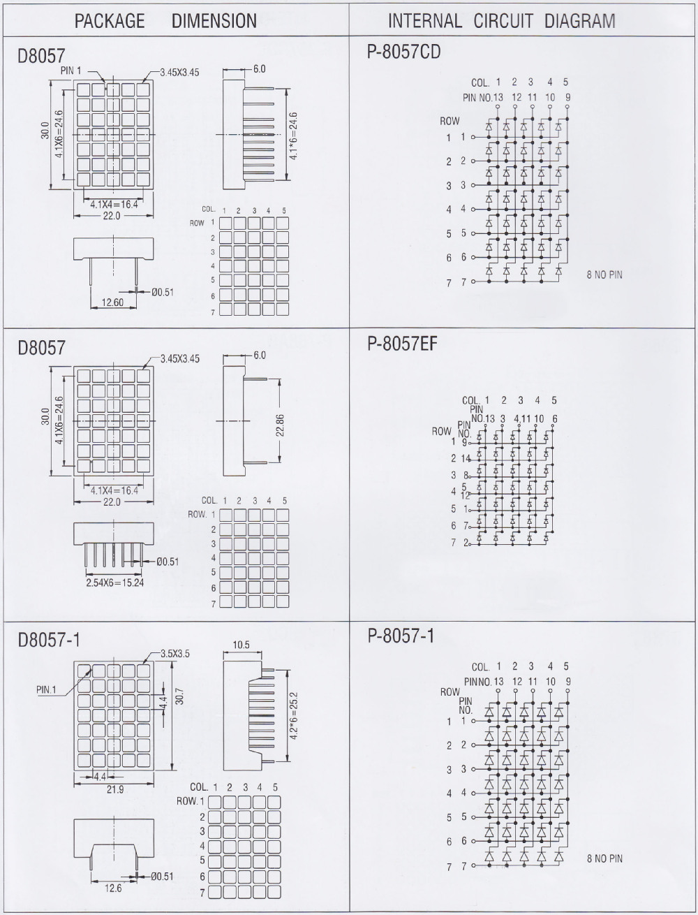 Wholesale 30mm square pixel white led dot matrix 5x7 matrix led display