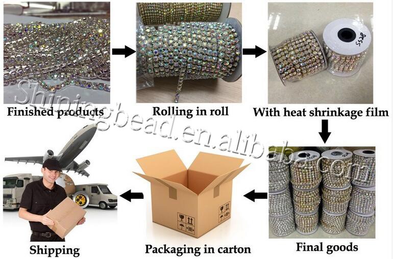 High Quality Sew On Golden Cheap Rhinestone Trimming Diamante Trim For Dresses