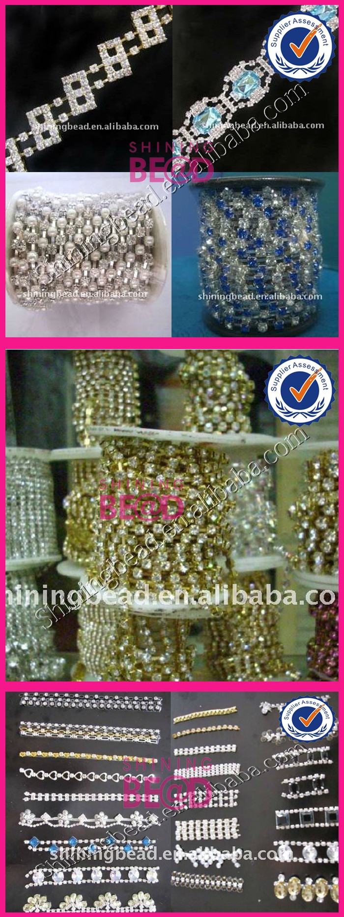 High Quality Sew On Golden Cheap Rhinestone Trimming Diamante Trim For Dresses
