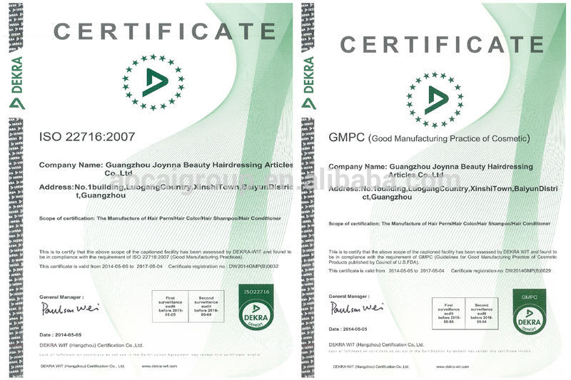 certificates ISO GMPC