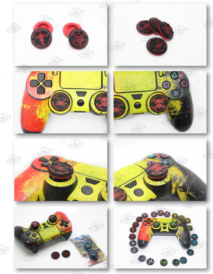 One piece red silicone thumbstick grip for PS4 controller.jpg