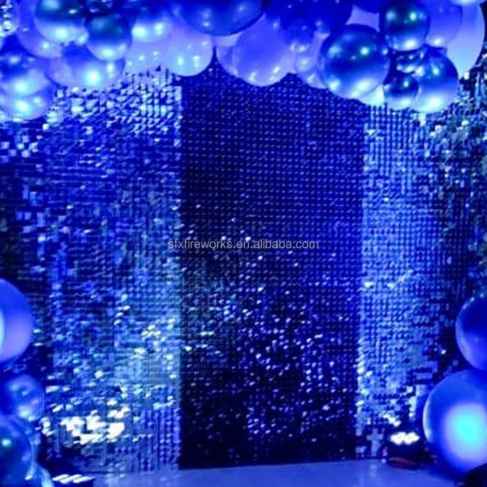Decoration Decorative Baby Shower Boy Wedding Shimmeri Party Backdrop Birthday Photo Zone 3d Blue Shimmer Sequin Wall Panel