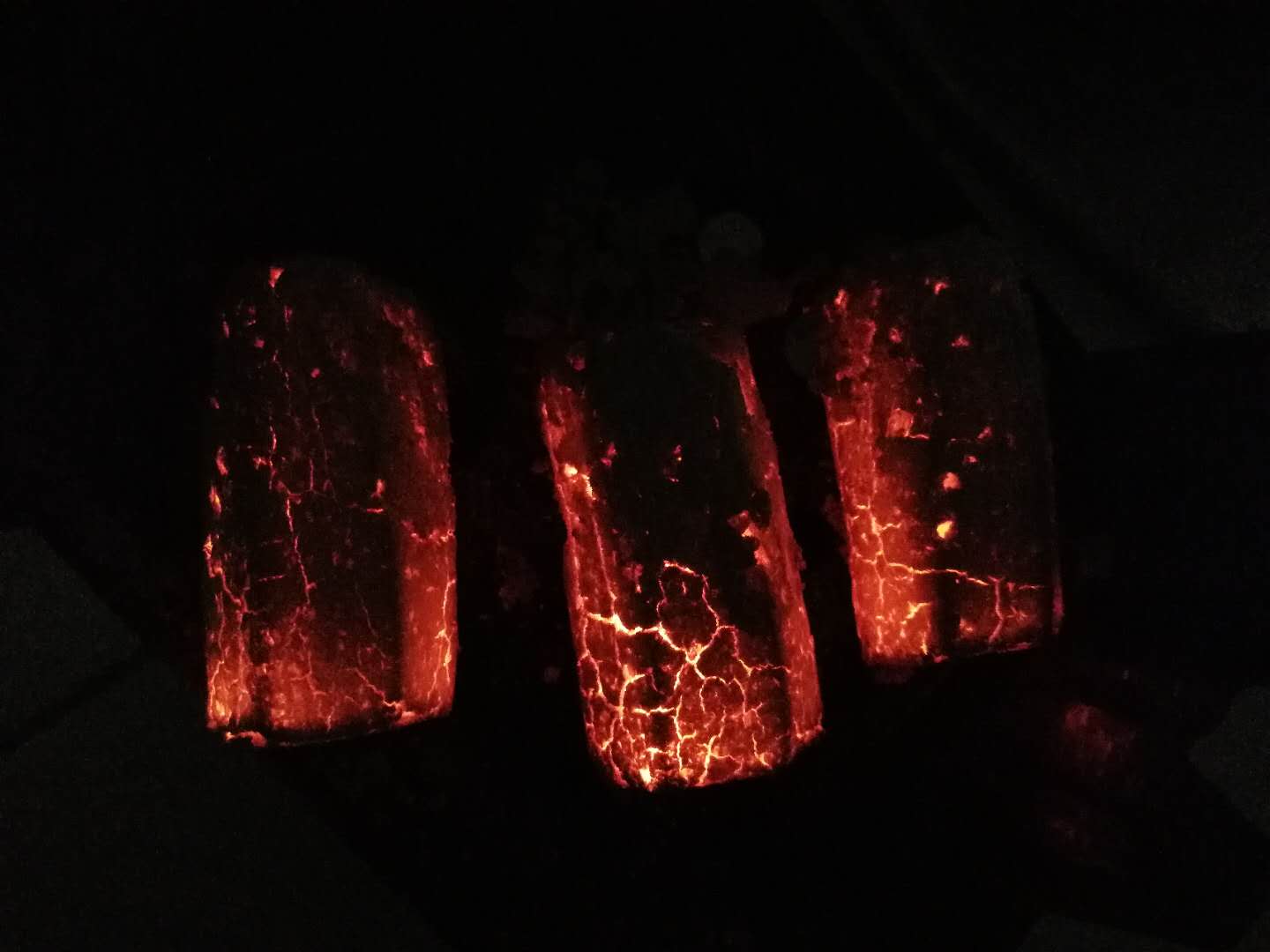 Burning coconut charcoal
