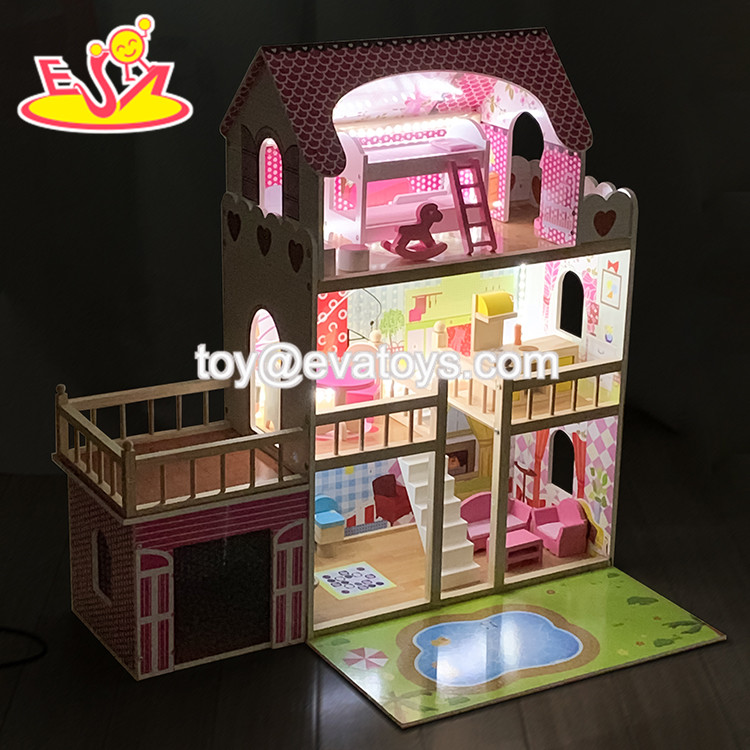 Custolmize Pink Girls Wooden Georgian Dolls House for Sale W06A420