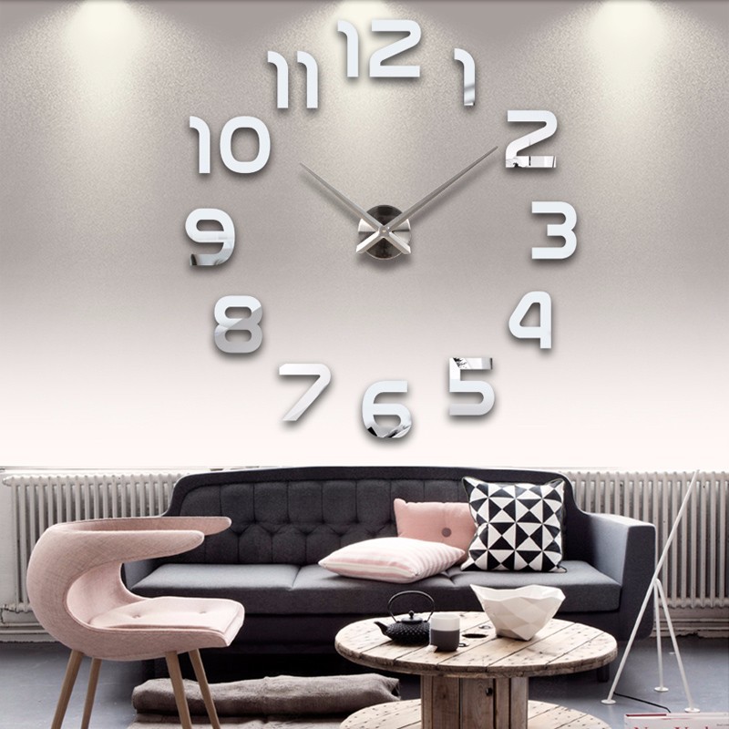 3D DIY Decorative Giant Big Acrylic Large Size Mirror Wall Clock