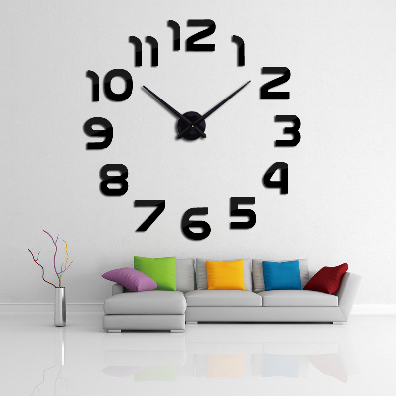 3D DIY Decorative Giant Big Acrylic Large Size Mirror Wall Clock