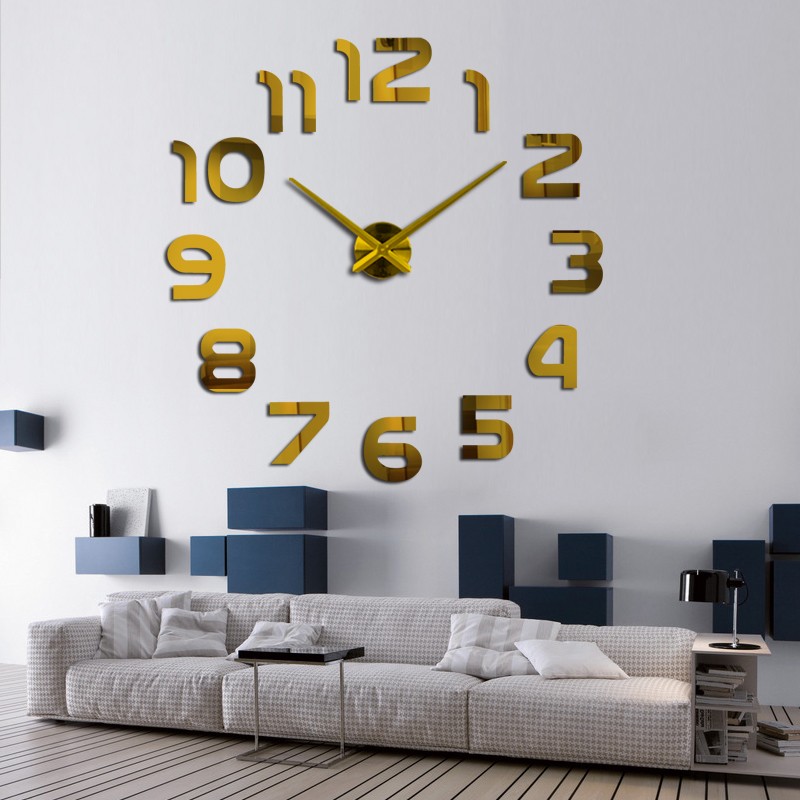 3D DIY Decorative Giant Big Acrylic Large Size Mirror Wall Clock