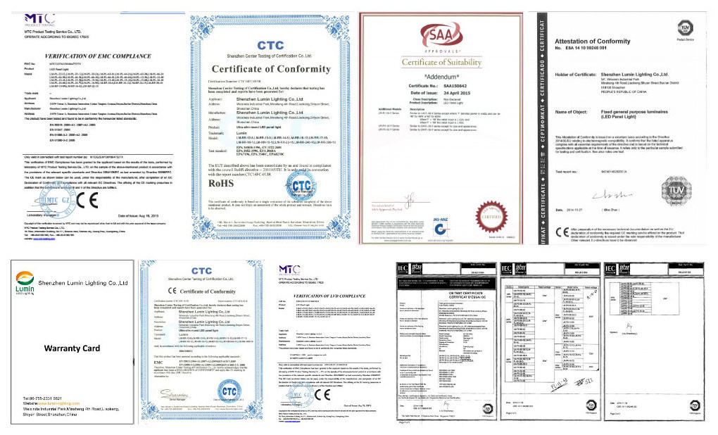 Lumin CE ROHS SAA certification