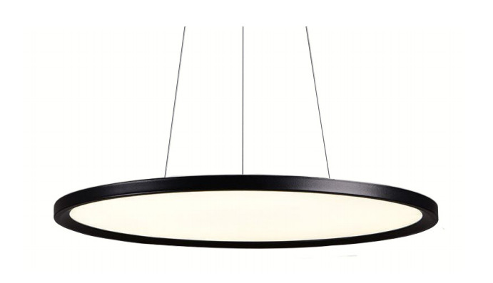 Lumin round LED panel light suspended from ceiling front view