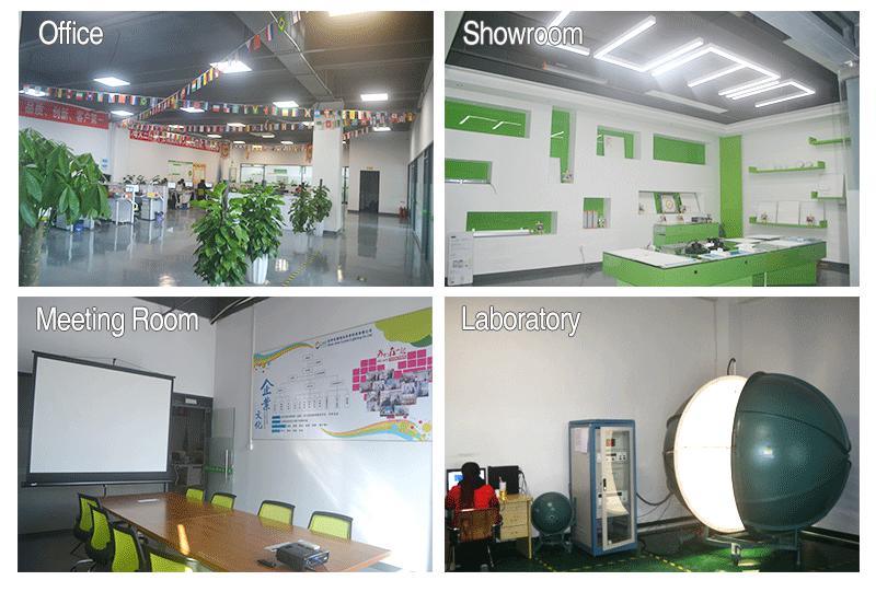 Lumin company meeting room with round LED panel lighting display