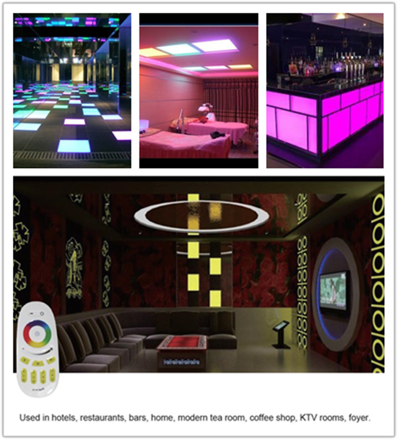 Lumin round RGB panel light installed in hotel lobby ceiling