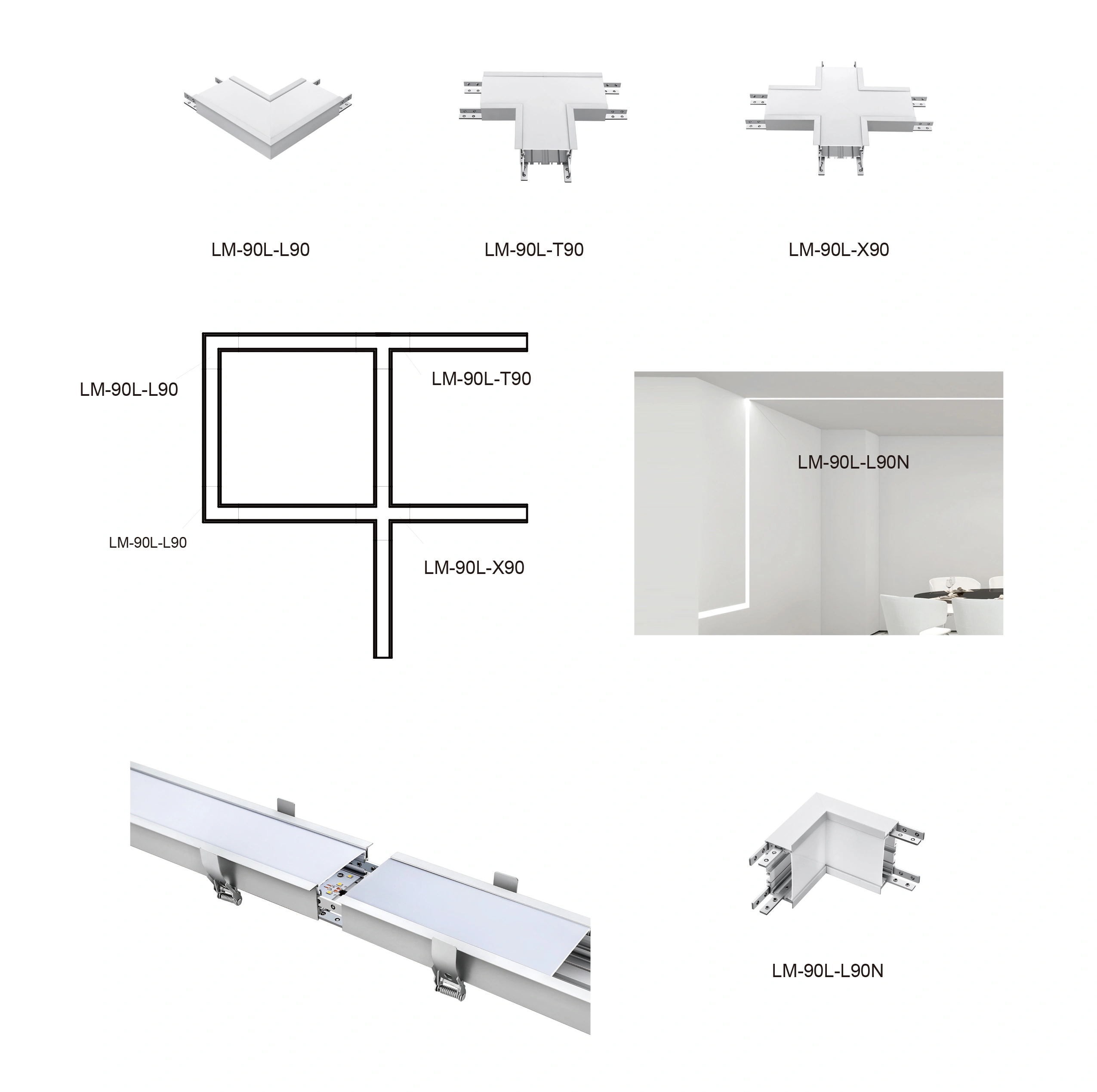 4ft High Performance Project Lighting Recessed Install Linkable Linear Led Lights for Supermarket