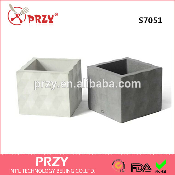 S7051-3 Triangular texture square shape cement pots silicone molds clay crafts for concrete.jpg