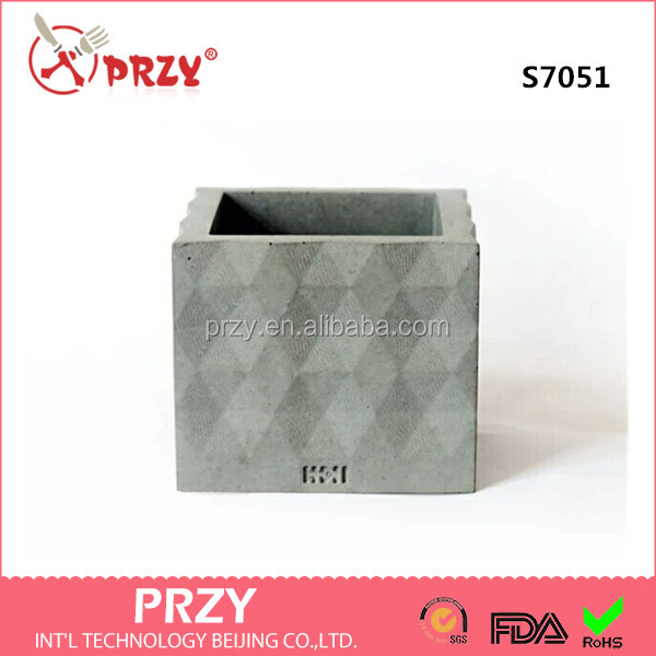 S7051-1 Triangular texture square shape cement pots silicone molds clay crafts for concrete.jpg