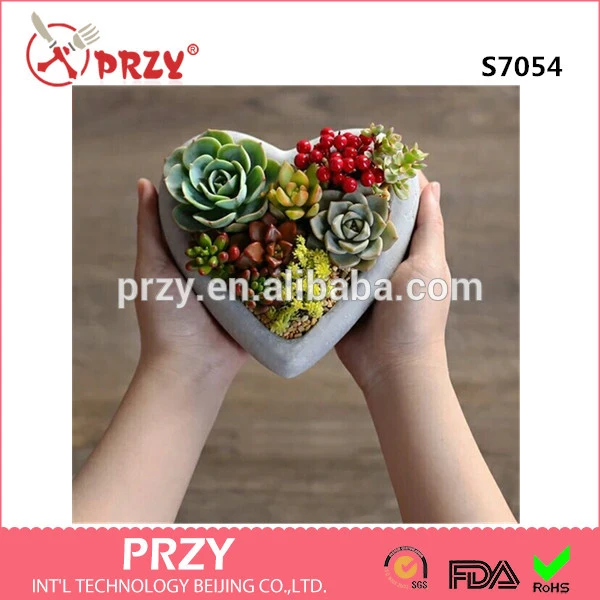 S7054 -1Heart shape flower pot Silicone concrete Clay mould concrete planter mold.jpg