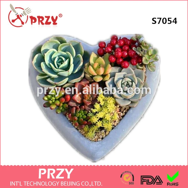 S7054 Heart shape flower pot Silicone concrete Clay mould concrete planter mold.jpg