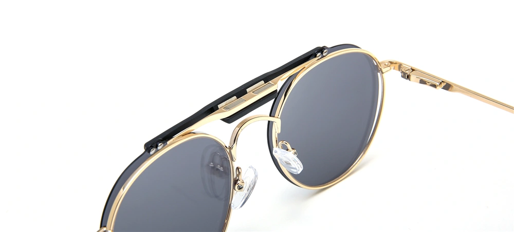 Fashion Large Aviation Metal Square Women Gold Big Sun Glass Man And Lady Trendy Shade Clip Stainless Steel Sunglass