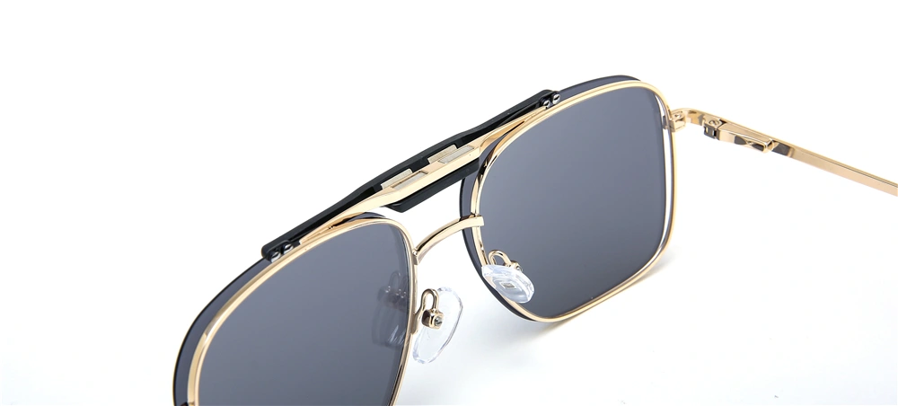 Original Aviation Gold Big Metal Sun Glass Man And Lady Trendy Woman Shade Polarized Frame Luxury Clip Stainless Steel Sunglass