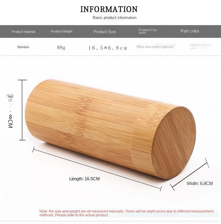 Factory spot wholesale bamboo woodcylindrical bamboo glasses case retro glasses storage box can be engraved with LOGO