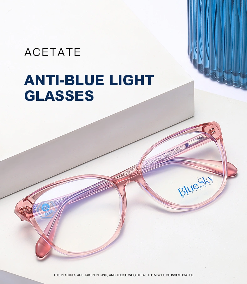 In Stock Bluelight Blocking Glass Frame Optical Eyewear Man Wholesale Lens Colorful Fashion 2021 Big Acetate Eyeglass