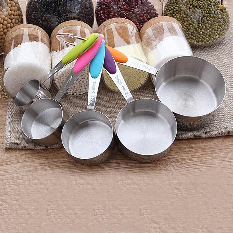 10 PCS Colorful Stainless Steel Measuring Spoons and Cups With Silicone Handle