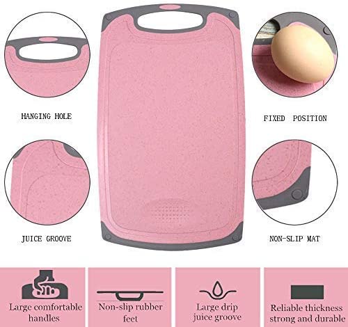 Kitchen Food Grade PP Plastic, Wheat Straw Cutting / Chopping Block or Board Set 3