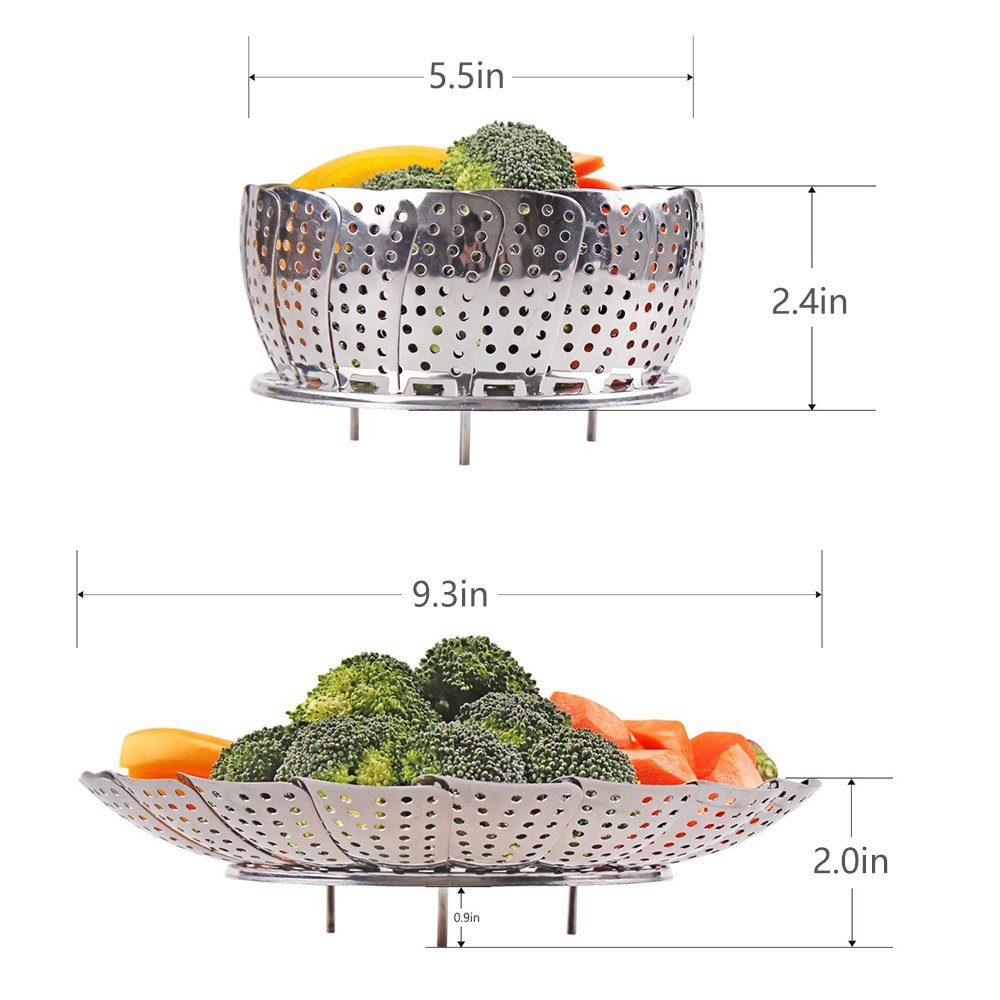 Food Grade Expandable Stainless Steel Vegetable Basket, Foldable Steamer For Kitchen