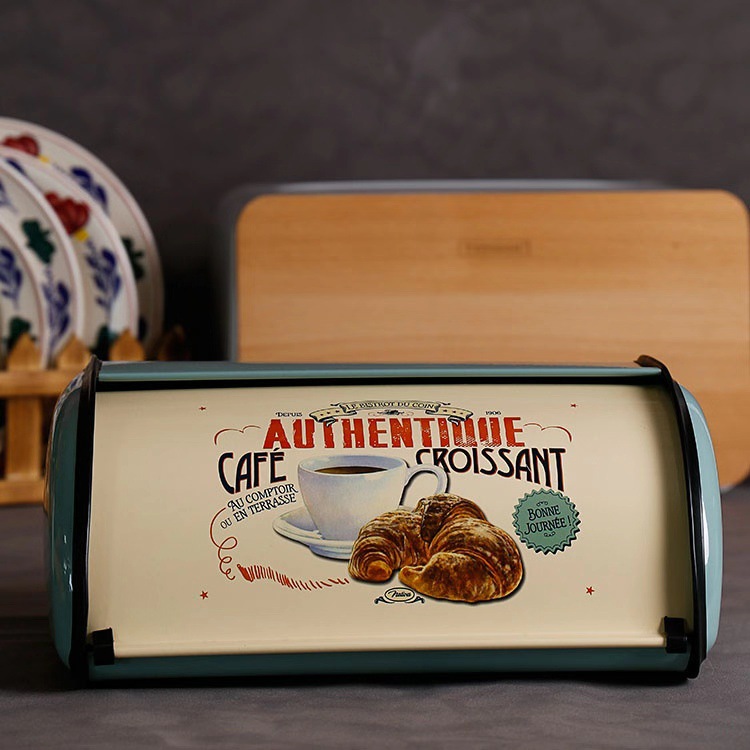 Metal Farmhouse Kitchen Countertop Bread Box, Stainless Steel Bread Storage Bin