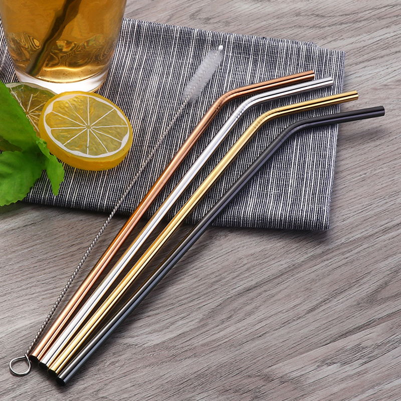 Wholesale Stainless Steel Environmental Protection Non-disposable Elbow Metal Thick Straw