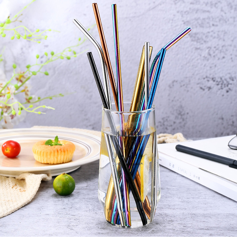 Wholesale Stainless Steel Environmental Protection Non-disposable Elbow Metal Thick Straw