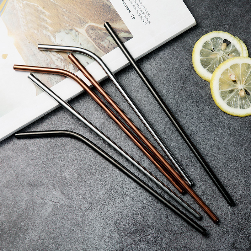 Wholesale Stainless Steel Environmental Protection Non-disposable Elbow Metal Thick Straw