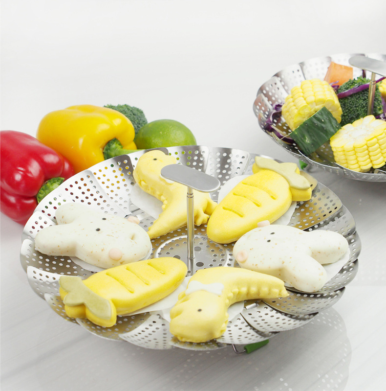 Folding Kitchen gadgets Mesh Stainless Steel Food Steamer Rack