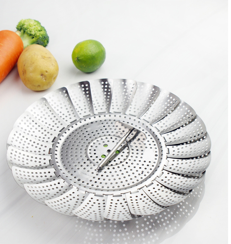 Folding Kitchen gadgets Mesh Stainless Steel Food Steamer Rack