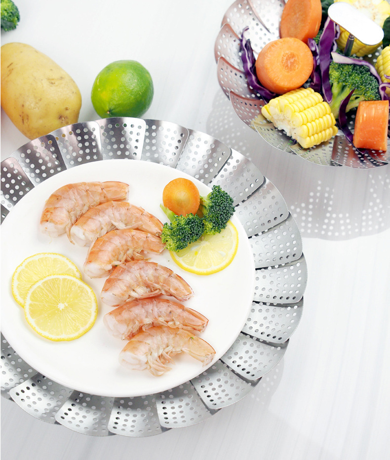 Folding Kitchen gadgets Mesh Stainless Steel Food Steamer Rack