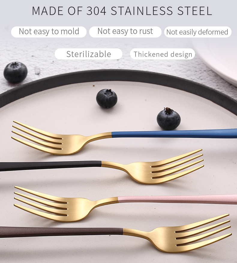 Custom Kitchen Portable Black, Silver, Rose Gold Stainless Steel Flatware For Hotel